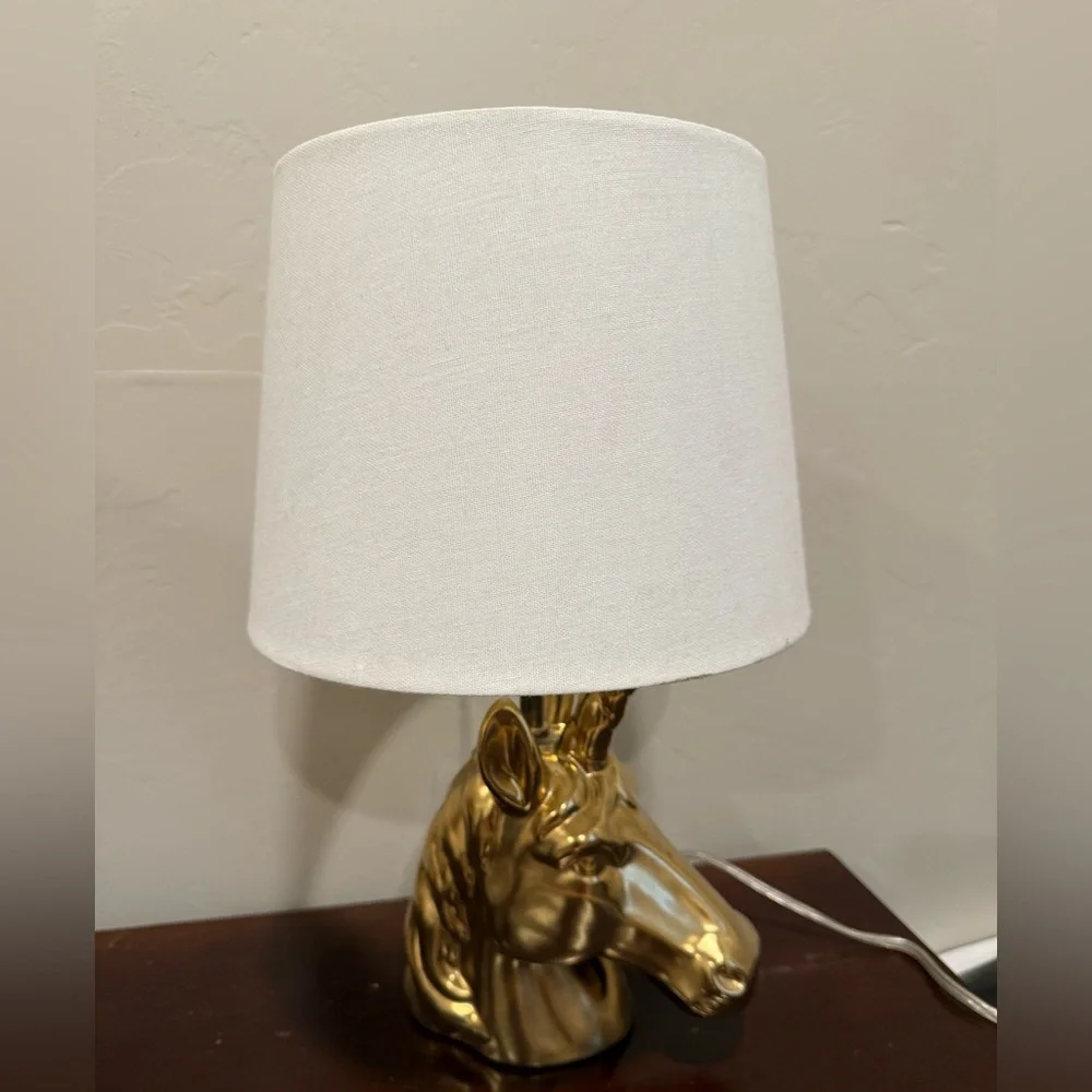 Unicorn gold finish table lamp with shade decor‎